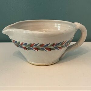 Vintage 1980's Studio Pottery Batter Mixing Bowl Signed Folk Art Farmhouse